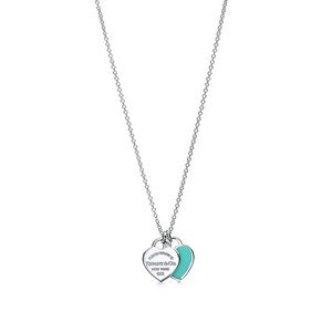 Tiffany Mini Double Heart Tag Pendant necklace